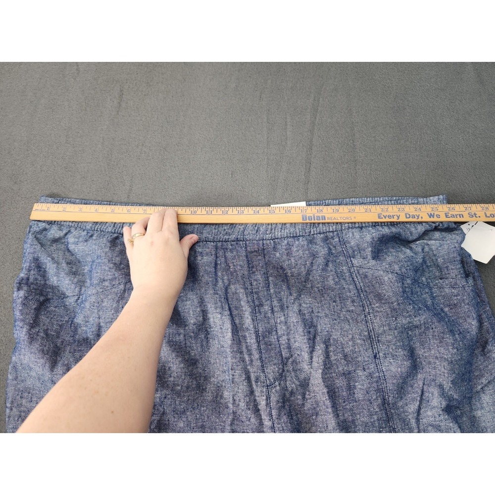 NWT Old Navy Womens Sz 4X Chambray Blue Linen Blend High Rise Crop Pants Pull On - Picture 7 of 15